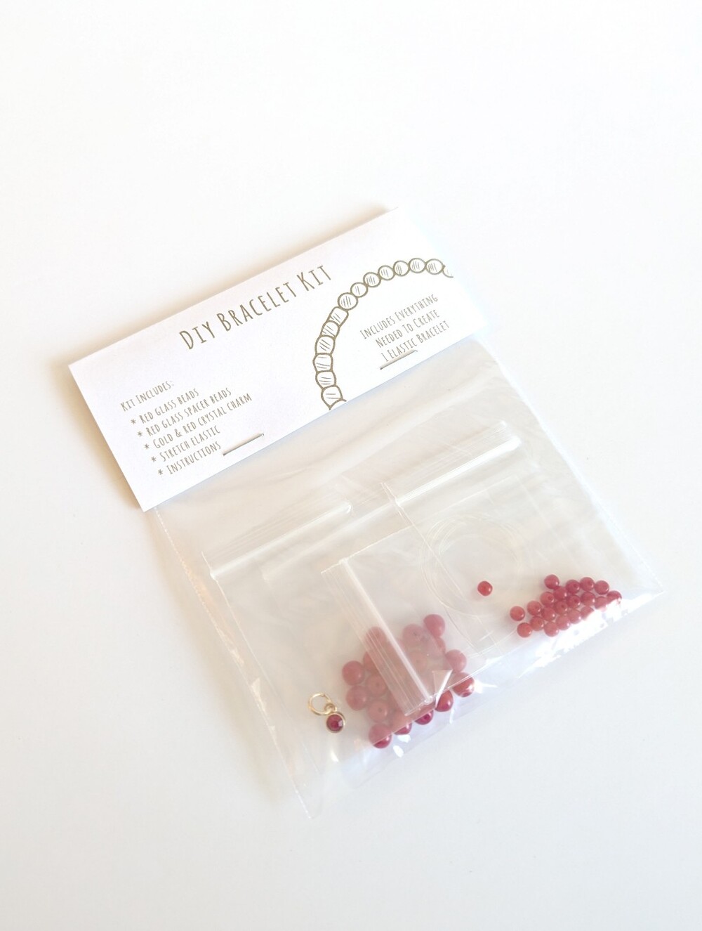 DIY Charm Beaded Bracelet Jewelry Making Kit - Red